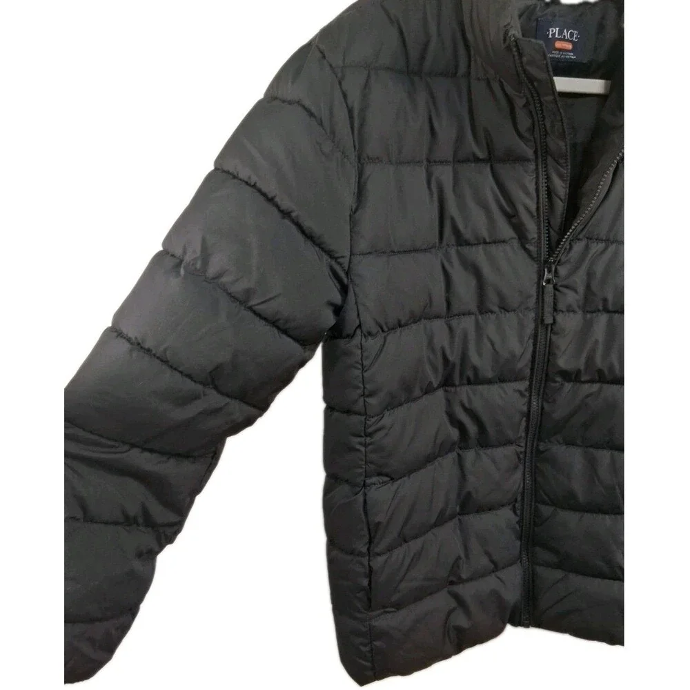 Children’s Place Puffer Jacket Kids Size 18 XXXL Black Lightweight Unisex